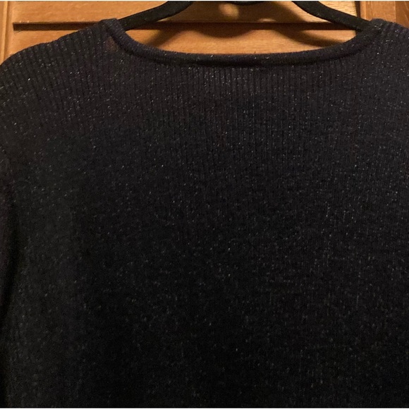 United States Sweaters Black with Silver Metallic Threads Cardigan - Picture 11 of 12